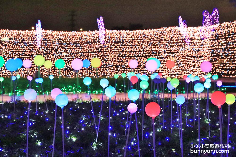 新北景點》板橋江翠礫間水岸蝴蝶公園，美拍星空隧道、閃亮亮光雕地景~