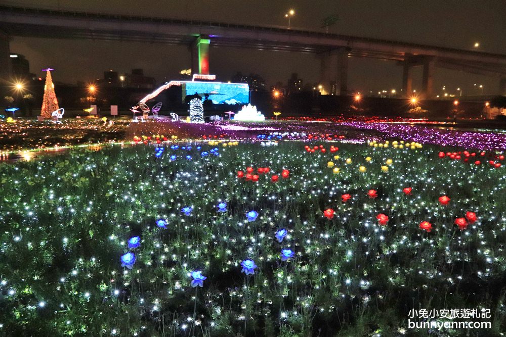 新北景點》板橋江翠礫間水岸蝴蝶公園，美拍星空隧道、閃亮亮光雕地景~