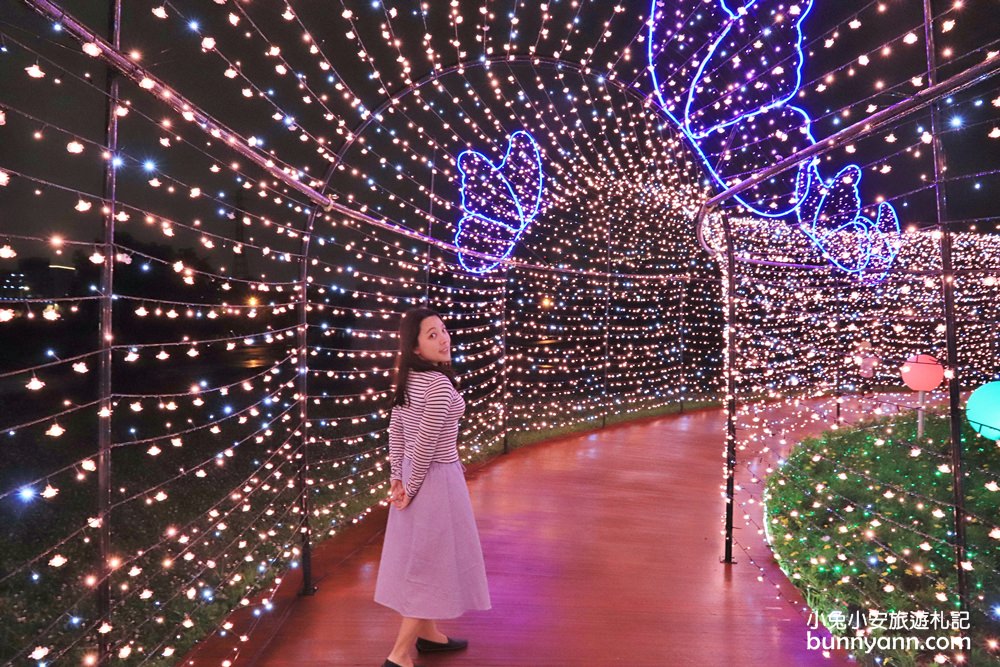 新北景點》板橋江翠礫間水岸蝴蝶公園，美拍星空隧道、閃亮亮光雕地景~