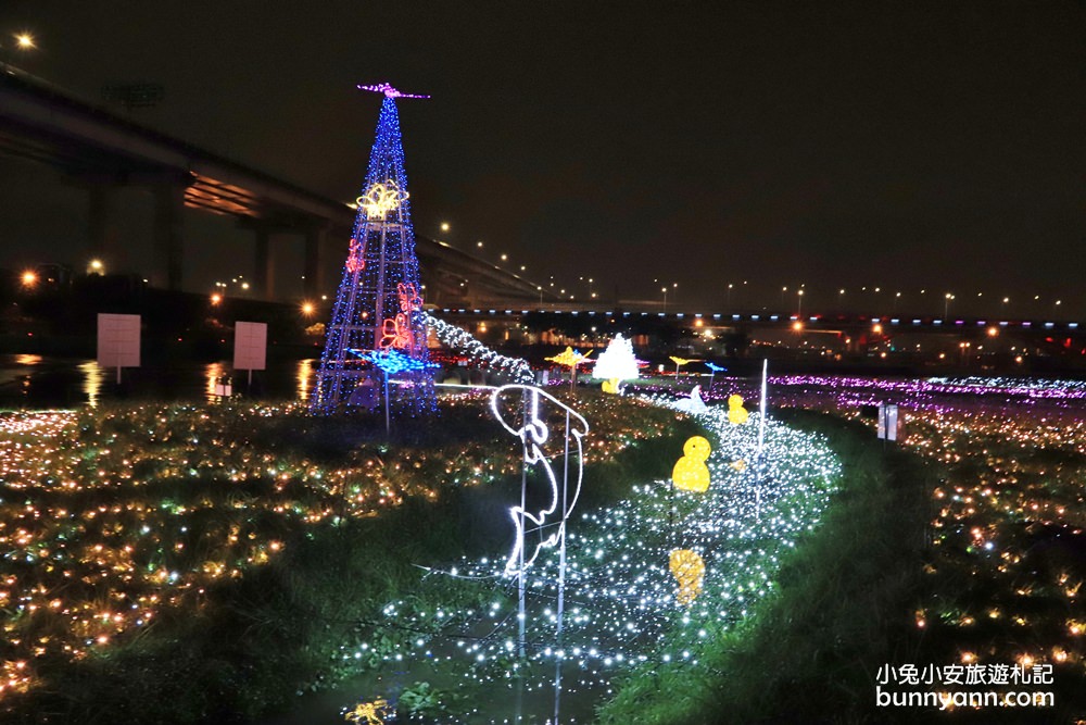 新北景點》板橋江翠礫間水岸蝴蝶公園，美拍星空隧道、閃亮亮光雕地景~