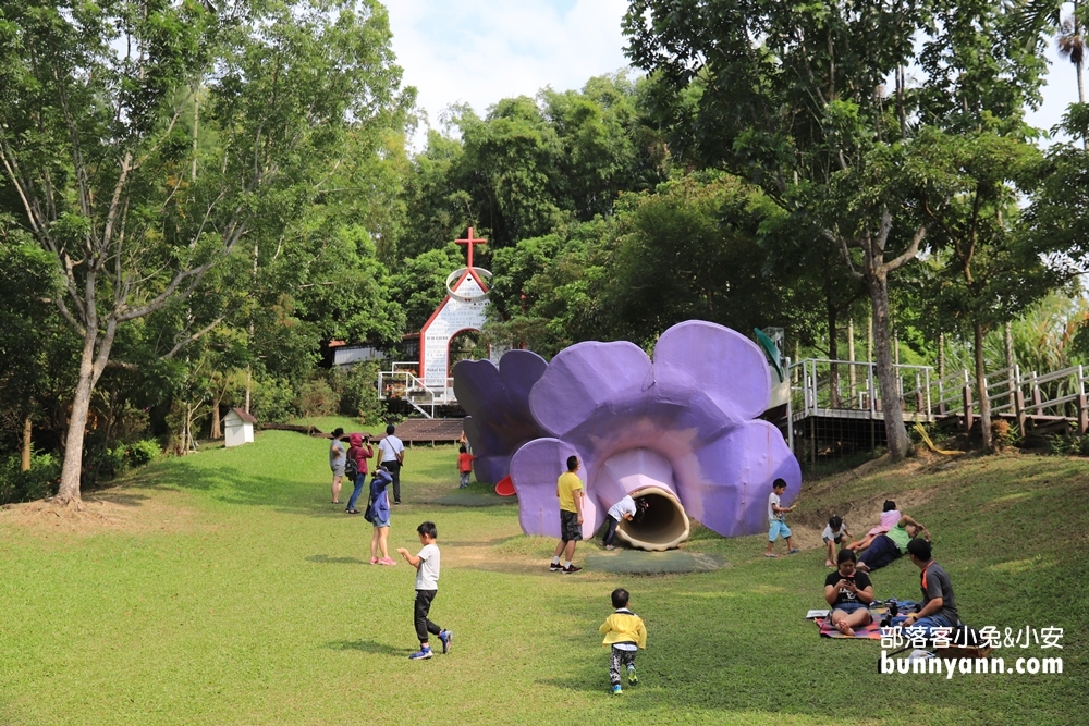 嘉義景點》綠盈牧場(粉牛樂園)全年齡都適合，牽牛花溜滑梯超好玩